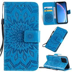 Mobigear Sunflower iPhone 11 Pro Hülle Klapphülle Geldbörse - Blau