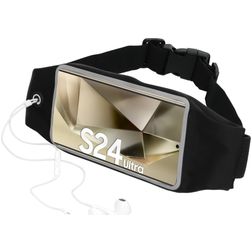 Mobiparts Comfort Fit Belt Handyhalterung Joggen Samsung Galaxy S24 Ultra Sporthülle Neopren Gürtel - Schwarz