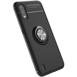 Mobigear Armor Ring Samsung Galaxy A01 Hülle Flexibles TPU Backcover Stoßfest mit Ringhalter - Schwarz