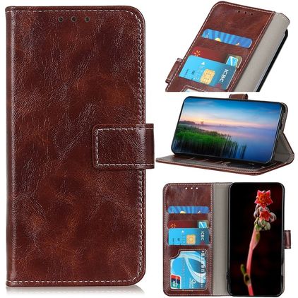 Mobigear Basic Samsung Galaxy S22 Hülle Klapphülle Geldbörse - Braun