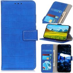 Mobigear Croco Samsung Galaxy A52 Hülle Klapphülle Geldbörse - Blau
