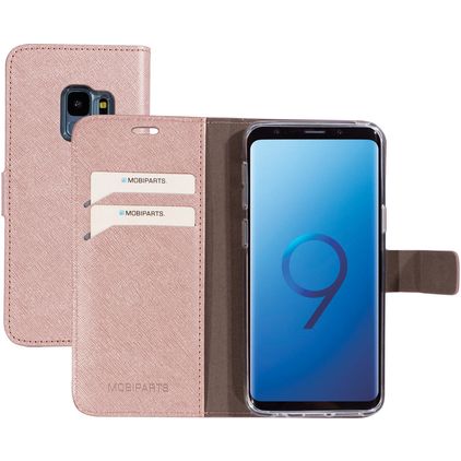 Mobiparts Saffiano Wallet Samsung Galaxy S9 Klapphülle Portemonnaie - Pink