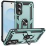 Mobigear Armor Ring Samsung Galaxy S25 Edge Hülle Hardcase Backcover Stoßfest mit Ringhalter - Grün