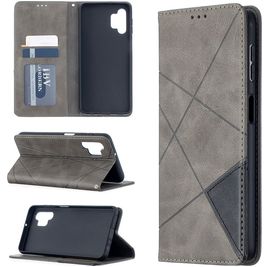 Mobigear Rhombus Magnetic Leather Wallet Case Gray Samsung Galaxy A32 5G