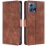 Mobigear Croco Motorola Edge 30 Fusion Hülle Klapphülle Geldbörse - Braun