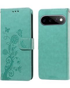 Mobigear Flowers Google Pixel 11 Hülle Klapphülle Geldbörse - Grün