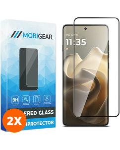 Mobigear Premium Motorola Edge 60 Panzerglas Gehärtetes Glas Displayschutz - Hüllenfreundlich - Schwarz (2er Pack)
