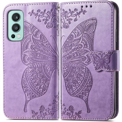 Mobigear Butterfly OnePlus Nord 2 Hülle Klapphülle Geldbörse - Lila