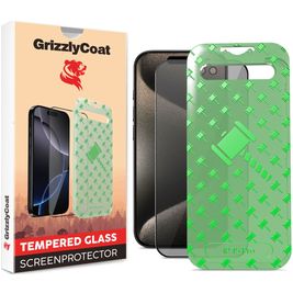 GrizzlyCoat Easy Align AntiSpy iPhone 15 Pro Panzerglas Gehärtetes Glas Displayschutz Privacy - Hüllenfreundlich + Applikator - Schwarz
