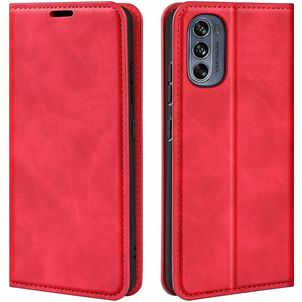 Mobigear Retro Slim Motorola Moto G62 Hülle Klapphülle Geldbörse - Rot