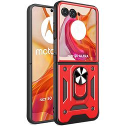 Mobigear Armor Ring Motorola Razr 50 Ultra Hülle Hardcase Backcover Stoßfest mit Ringhalter - Rot