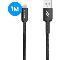Mobigear Nylon USB-A auf Apple Lightning MFI Kabel 1 Meter - Schwarz