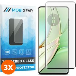 Mobigear Premium Motorola Edge 40 Panzerglas Gehärtetes Glas Displayschutz - Hüllenfreundlich - Schwarz (3er Pack)