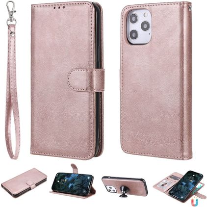 Mobigear Wallet iPhone 12 Pro Max Hülle Abnehmbare 2in1 Klapphülle Geldbörse - Roségold