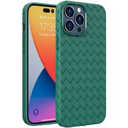Mobigear Woven iPhone 14 Pro Max Hülle Flexibles TPU Backcover - Grün