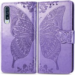 Mobigear Butterfly Samsung Galaxy A70 Hülle Klapphülle Geldbörse - Lila
