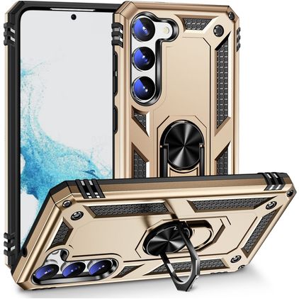 Mobigear Armor Ring Samsung Galaxy S23 Hardcase Backcover Shockproof mit Ringhalter - Gold