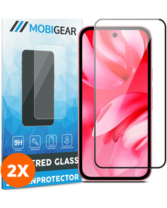 Mobigear Premium Google Pixel 9a Panzerglas Gehärtetes Glas Displayschutz - Hüllenfreundlich - Schwarz (2er Pack)