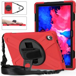 Mobigear SureGrip XGuard Lenovo Tab P11 Gen 1 Hülle Kunststoff,Silikon Backcover + Schulterträger + Ständer - Rot