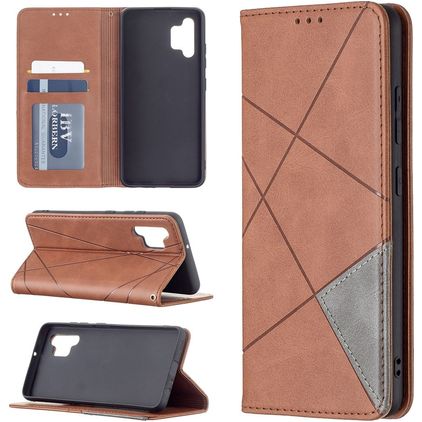 Mobigear Rhombus Slim Samsung Galaxy A32 4G Hülle Klapphülle - Braun