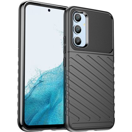 Mobigear Groove Samsung Galaxy A54 Hülle Flexibles TPU Backcover - Schwarz