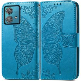 Mobigear Butterfly Motorola Edge 40 Neo Hülle Klapphülle Geldbörse - Blau