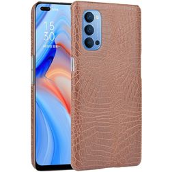 Mobigear Croco OPPO Reno 4 Hülle Hardcase Backcover - Braun