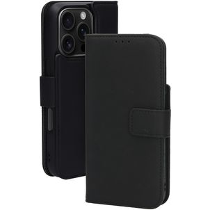 Mobiparts iPhone 16 Pro MagSafe Hülle Echtes Leder Abnehmbare 2in1 Klapphülle Geldbörse - Schwarz