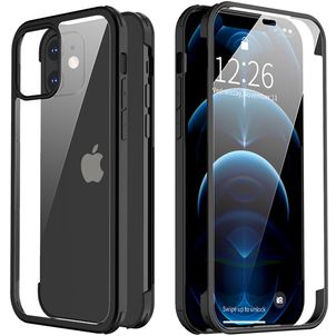 Valenta Full Cover iPhone 12 Mini Hülle Gehärtetes Glas Backcover Stoßfest - Schwarz