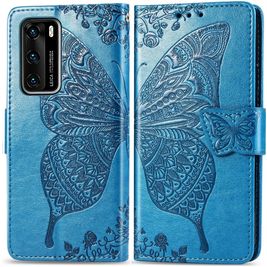 Mobigear Butterfly Huawei P40 Hülle Klapphülle Geldbörse - Blau