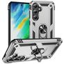 Mobigear Armor ring Samsung Galaxy S24 FE Hülle Hardcase Backcover Stoßfest mit Ringhalter - Silber