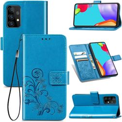 Mobigear Clover Samsung Galaxy A52 Hülle Klapphülle Geldbörse - Blau