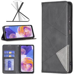 Mobigear Rhombus Slim Samsung Galaxy A23 Hülle Klapphülle - Schwarz
