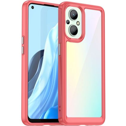 Mobigear Crystal OPPO Reno 7 Lite Hardcase Backcover - Transparent / Rot