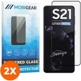 Mobigear Premium Samsung Galaxy S21 Panzerglas Gehärtetes Glas Displayschutz - Hüllenfreundlich - Schwarz (2er Pack)