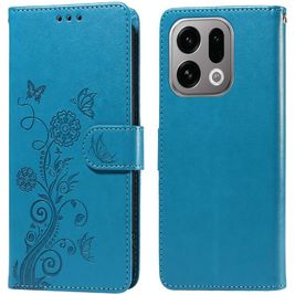 Mobigear Flowers OPPO Find X9 Hülle Klapphülle Geldbörse - Blau