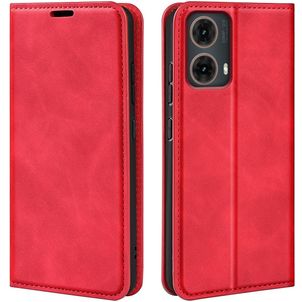 Mobigear Retro Slim Motorola Moto G85 Hülle Klapphülle Geldbörse - Rot