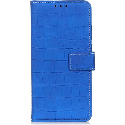 Mobigear Croco OPPO Reno 4 Hülle Klapphülle Geldbörse - Blau