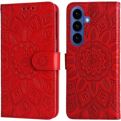 Mobigear Sunflower Samsung Galaxy S26 Plus Hülle Klapphülle Geldbörse - Rot
