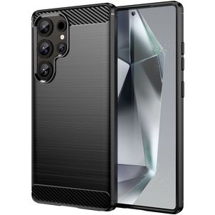 Mobigear Brushed Slim Samsung Galaxy S25 Ultra Hülle Flexibles TPU Backcover - Schwarz