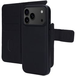 Mobiparts iPhone 17 Pro Max Hülle Echtleder 2in1 Klapphülle (herausnehmbar) Portemonnaie - Schwarz