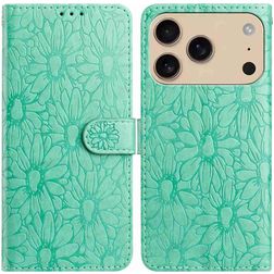 Mobigear Flowers iPhone 17 Pro Max Hülle Klapphülle Geldbörse - Grün