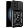 Mobigear Armor Ring Cam Slide HONOR X8A Hülle Hardcase Backcover Stoßfest mit Ringhalter und Kamera Slider - Schwarz