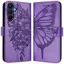 Mobigear Flowers Samsung Galaxy A17 Hülle Klapphülle Geldbörse - Lila