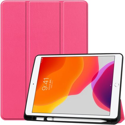 Mobigear Tri-Fold Gel iPad 8 (2020) Hülle TPU,Kunstleder Klapphülle + Stifthalter - Magenta