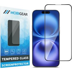 Mobigear Premium iPhone 16 Panzerglas Displayschutz - Hüllenfreundlich - Schwarz