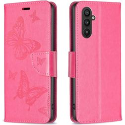 Mobigear Butterfly Samsung Galaxy A24 Hülle Klapphülle Geldbörse - Magenta