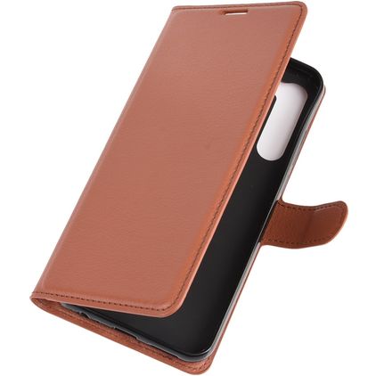 Mobigear Classic HTC Desire 20 Pro Hülle Klapphülle Geldbörse - Cognac