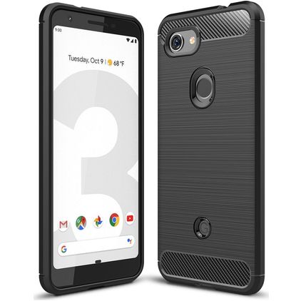 Mobigear Brushed Slim Google Pixel 3a Hülle Flexibles TPU Backcover - Schwarz