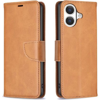 Mobigear Excellent iPhone 17 Hülle Klapphülle Geldbörse - Cognac